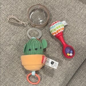 Cactus Plush Rattle Toy Set w/pacifier holder